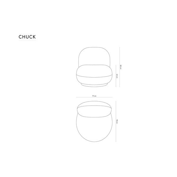 Világoskék forgó zsenília fotel Chuck – Micadoni -image-4