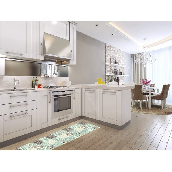 Turquesa vinil szőnyeg, 180 x 50 cm - Huella Déco-image-2