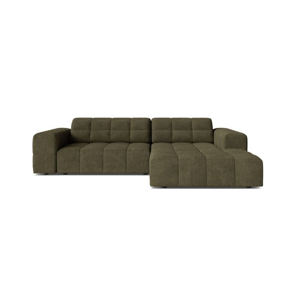 Khaki zsenília sarokkanapé (jobb oldali-heverő résszel) Chicago – Cosmopolitan Design