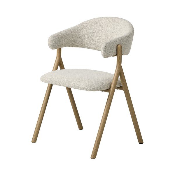 Krémszínű-natúr színű kárpitozott karfás étkezőfotel Frances – Unique Furniture