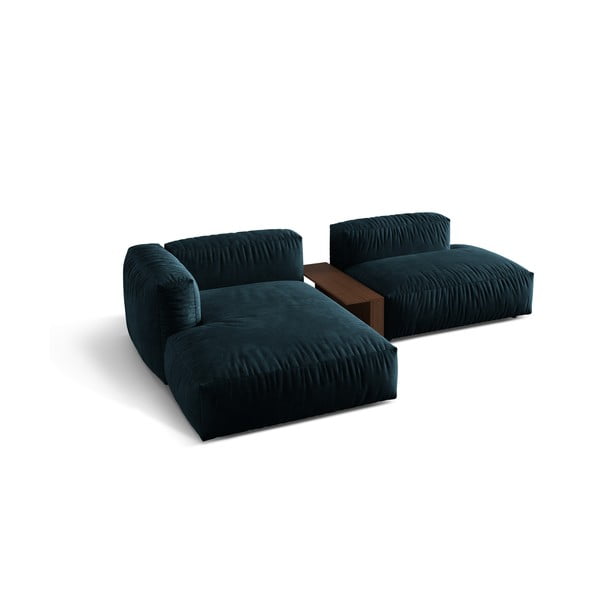 Sötétkék bársony moduláris sarokkanapé (bal oldali-heverő résszel) Martina – Micadoni -image-2