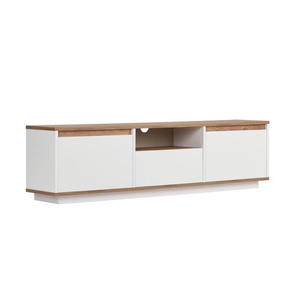 Fehér-natúr színű TV-állvány borovi fenyő dekorral 160x42x30 cm Sentinel – Kalune Design
