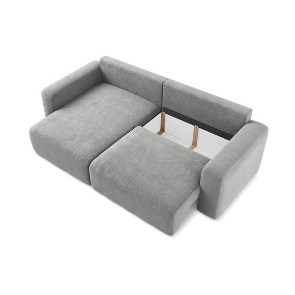 Szürke zsenília kinyitható-tárolóhelyes sarokkanapé (bal oldali-heverő résszel) Kona – Makamii-image-4