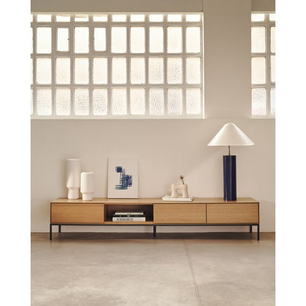 Natúr színű TV-állvány tölgyfa dekorral 195x35 cm Vedrana – Kave Home-image-1