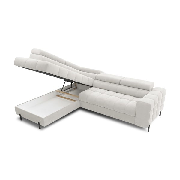 Krémszínű buklé kinyitható-tárolóhelyes sarokkanapé (bal oldali-L alakú) Ferucce – ELTAP-image-4