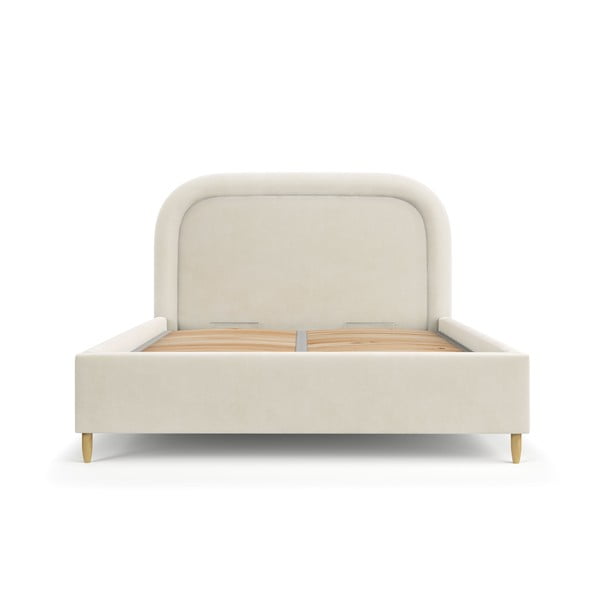 Krémszínű kárpitozott ágyneműtartós franciaágy ágyráccsal 140x200 cm Mija – Maison de Rêve-image-2