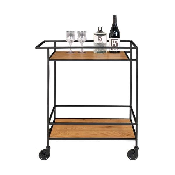 Vita zsúrkocsi fekete acél konstrukcióval és 2 tölgyfa dekoros lappal - House Nordic-image-4