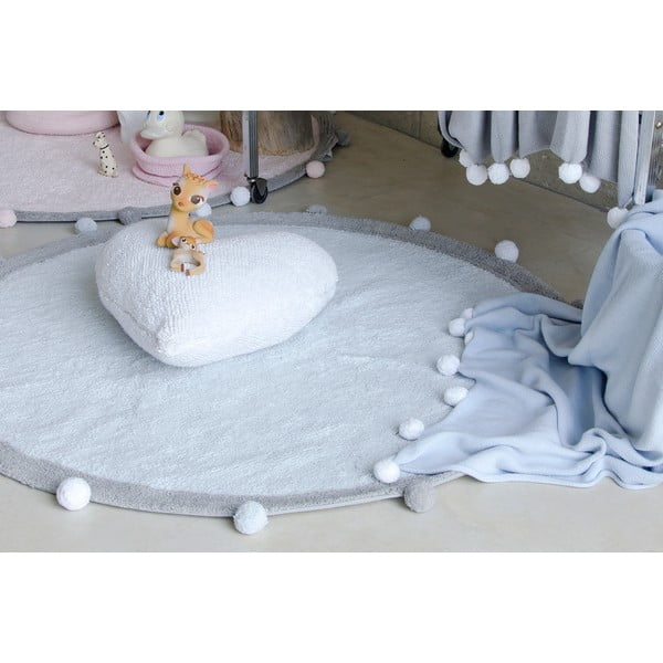 Világoskék mosható kézi szövésű pamut gyerek szőnyeg ø120 cm Bubbly – Lorena Canals-image-4