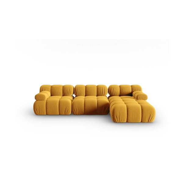 Sárga bársony kanapé 285 cm Bellis – Micadoni Home