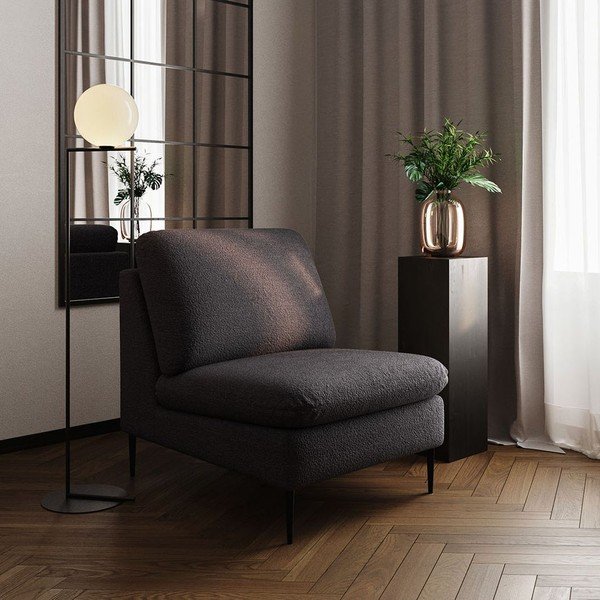Fekete buklé fotel Belle – Rodier-image-1