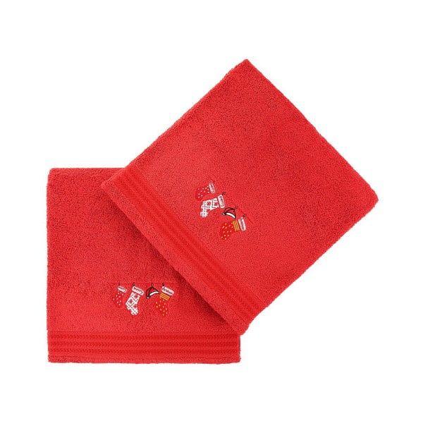 Gifts 2 részes piros fürdőlepedő szett, 70 x 140 cm - Confetti