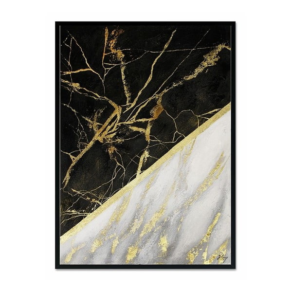 Gold & Black Marble kézzel festett fali kép, 53 x 73 cm - JohnsonStyle