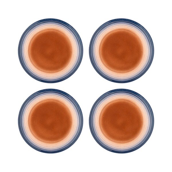 Kék-narancssárga desszertes kőedény tányér készlet 4 db-os ø 20,5 cm Tatum – Bloomingville