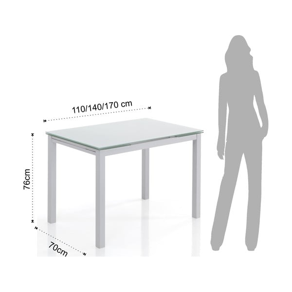 Bővíthető étkezőasztal üveg asztallappal 70x110 cm Fast – Tomasucci-image-4