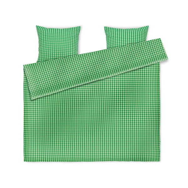 Zöld-bézs kétszemélyes-hosszabbított krepp ágyneműhuzat 200x220 cm Bæk&Bølge – JUNA