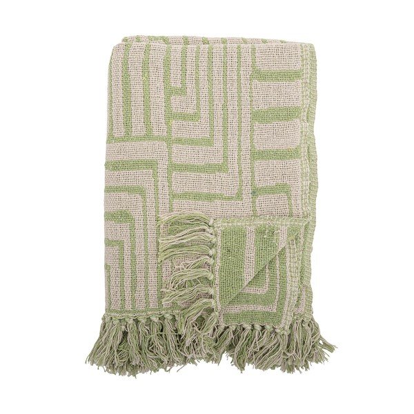 Zöld pamutkeverék takaró 130x155 cm Velva – Bloomingville