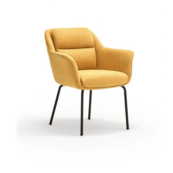 Mustársárga kárpitozott karfás étkezőfotel Sadira – Teulat