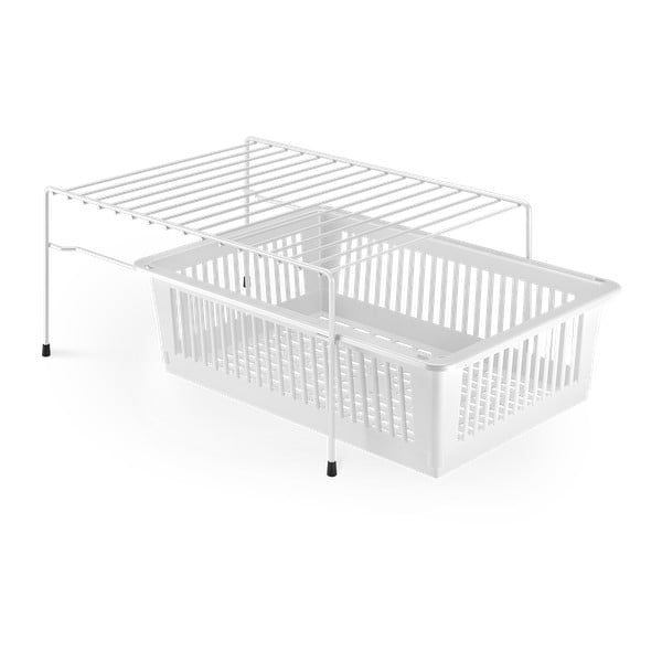 Dino fehér rozsdamentes kiegészítő polc tárolóhellyel - Metaltex-image-1