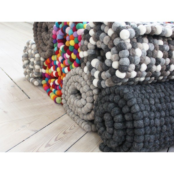 Ball Rugs antracit gyapjú golyószőnyeg, 120 x 180 cm - Wooldot-image-2