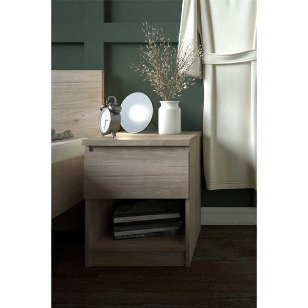 Természetes színű éjjeliszekrény tölgyfa dekorral Naia - Tvilum-image-1