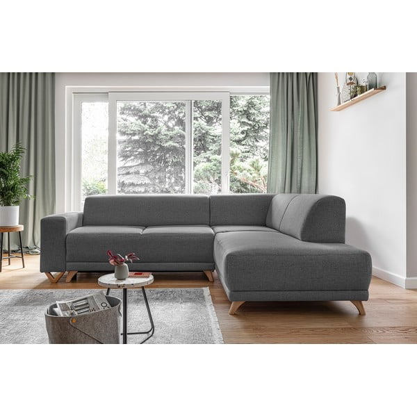 Szürke kinyitható-tárolóhelyes sarokkanapé (jobb oldali-L alakú) Classy Sophie – Miuform-image-1