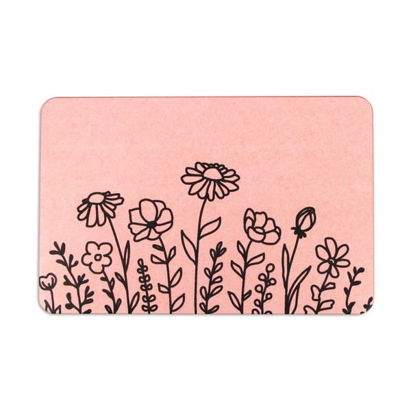 Világos rózsaszín fürdőszobai kilépő 39x60 cm Floral Lines – Artsy Doormats