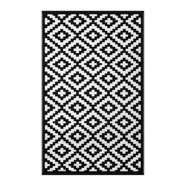 Gahna fekete-fehér, kül- és beltérre is alkalmas, kétoldalas szőnyeg, 150 x 240 cm - Green Decore