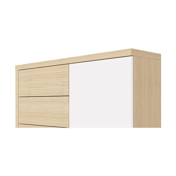 Fehér alacsony ruhásszekrény tölgyfa dekorral 113x113 cm Hugo - TemaHome-image-1