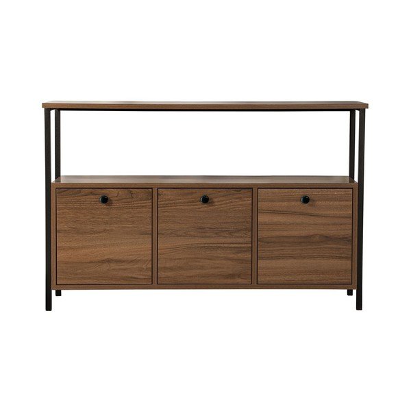 Sötét natúr színű konzolasztal diófa dekorral 29,5x120 cm Solace – Kalune Design