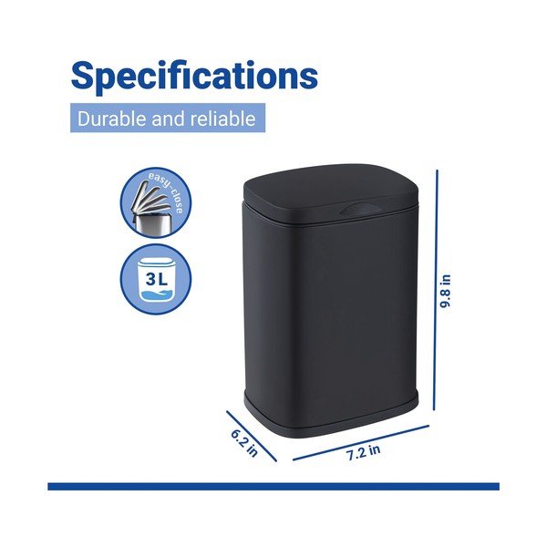Fekete acél fali szemetes 3 l Sare – Wenko-image-3