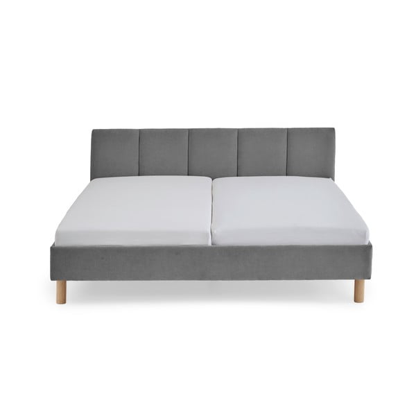 Szürke kárpitozott franciaágy ágyrács nélkül 180x200 cm Joker – Meise Möbel-image-3