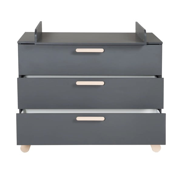 Antracitszürke alacsony gyerek komód pelenkázó feltéttel 117x103 cm Jara – Roba-image-4
