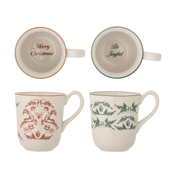 Krémszínű agyagkerámia bögre szett  karácsonyi mintával, 2 db-os, 300 ml Beth – Bloomingville-image-3