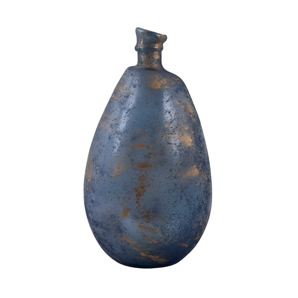 Simplicity kék patinás újrahasznosított üveg váza, magasság 47 cm - Ego Dekor
