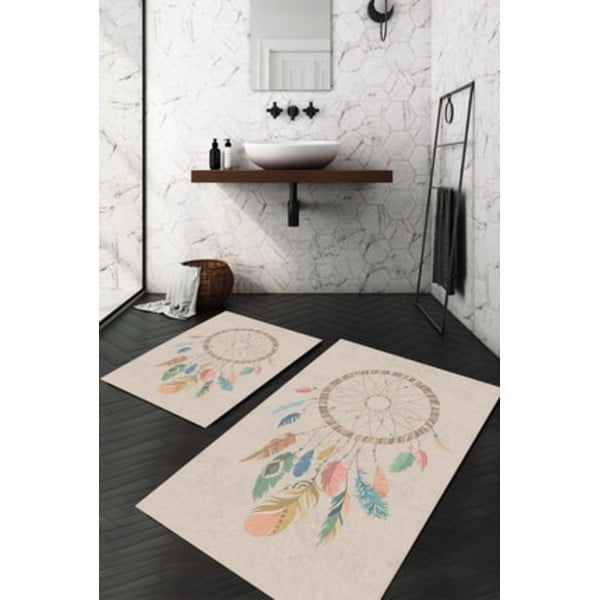 Bézs fürdőszobai kilépő szett 2 db-os 60x100 cm – Mila Home-image-1