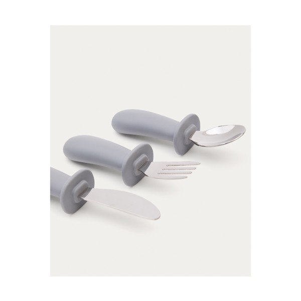 Kék műanyag-szilikon gyerek evőeszköz 3 db-os Lili – Kave Home-image-2