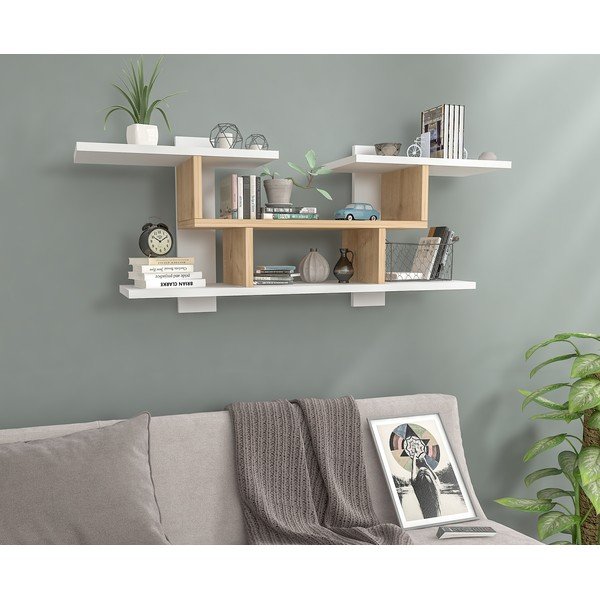 Fehér természetes emeletes polc fenyő dekorációban Mint - Gauge Concept-image-1