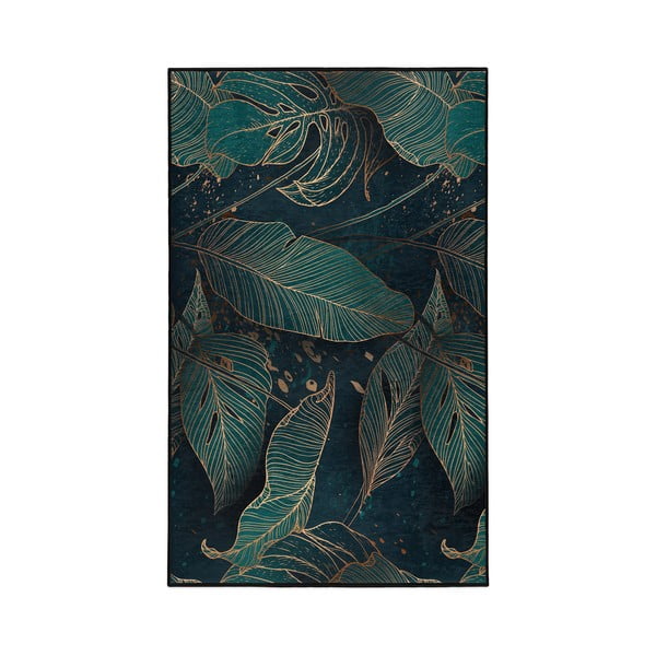 Petróleum színű mosható szőnyeg 80x150 cm Midnight Jungle – Mila Home