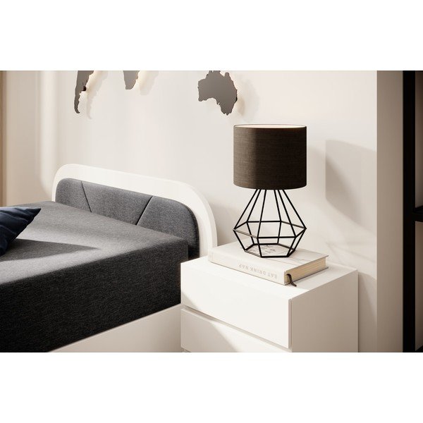 Fehér-sötétszürke kárpitozott-forgácslemez ágyneműtartós egyszemélyes ágy matraccal 80x190 cm Parys – ELTAP-image-4