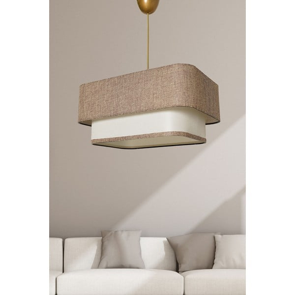 Bézs-krémszínű függőlámpa juta búrával Varianza – Opviq lights-image-1