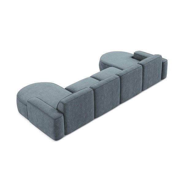 Szürkéskék zsenília  sarokkanapé (U alakú) Omao – Makamii-image-3