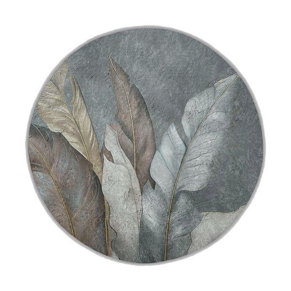 Zöld-szürke mosható kerek szőnyeg ø 120 cm Dusty Leaves – Mila Home