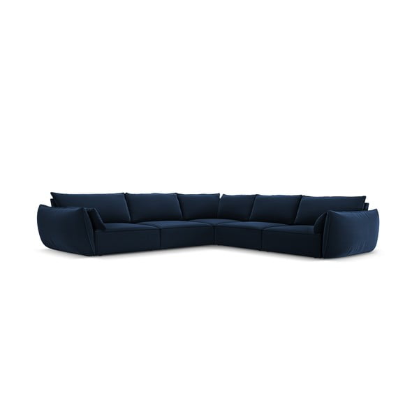 Sötétkék bársony sarokkanapé Vanda – Mazzini Sofas-image-2