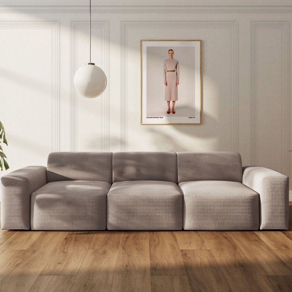 Bézs kordbársony kanapé 285 cm Villet – Rodier-image-1