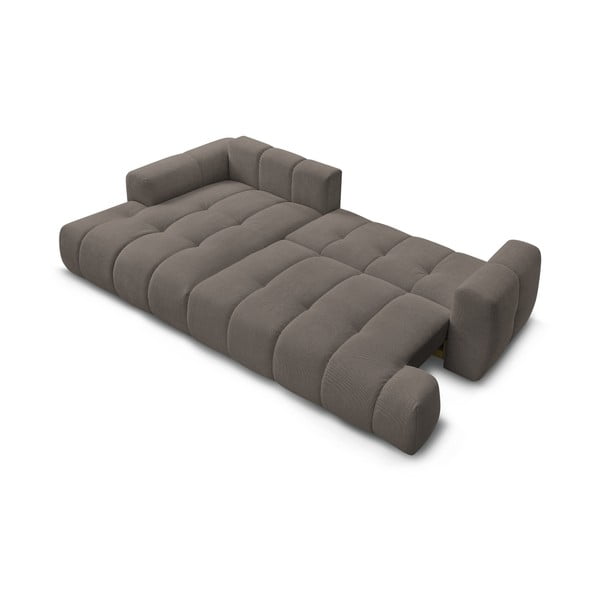 Szürkésbarna kinyitható-tárolóhelyes sarokkanapé (bal oldali-heverő résszel) Fuji – Bobochic Paris-image-4