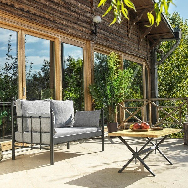 Fekete-világosszürke négyszemélyes kerti lounge szett Lalas – Floriane Garden-image-1