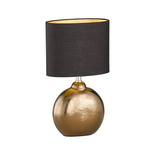 Fekete-bronzszínű kerámia asztali lámpa textil búrával (magasság 39 cm) Foro – Fischer & Honsel