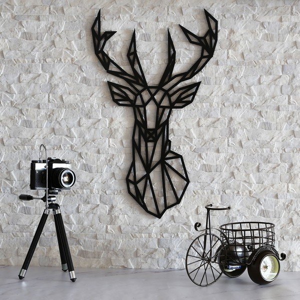 Deer fekete fali dekoráció, 39 x 65 cm-image-1