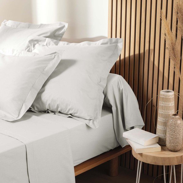 Fehér gumis bio pamut lepedő 140x190 cm Biolina – douceur d'intérieur-image-1