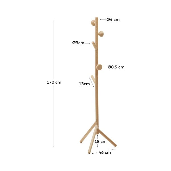 Natúr színű bükkfa fogas 46x170 cm Nadue – Kave Home-image-4